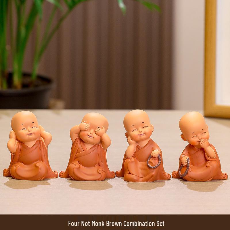 Handmade Cute Little Monk Resin Ornaments for Desktop Decoration