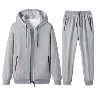 Wolass Zippered Hoodie and Pants Solid Long Sleeve XL Men's Set, Breathable, Color, Casual, Sportswear, Running, Sweat-Wicking, Quick-Drying,
