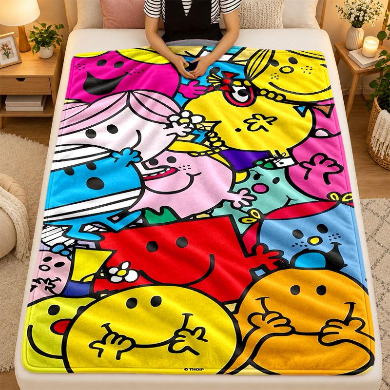Flannel BlanketMr. Men & Little Miss Warm Soft Throw Blanket for Indoor Sofa Bed Living Room Use