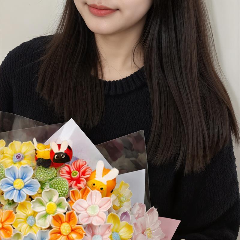 Ceramic Flower Artificial Flower Handmade Fake Flower Creative Floral Home Decor Party Wedding Garden Decor Valentine's Day Gift