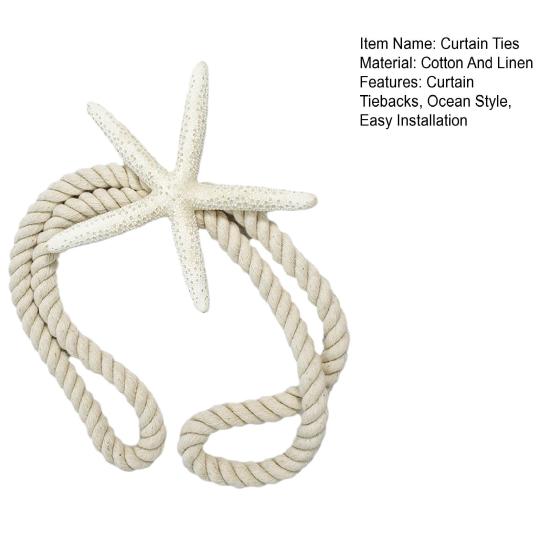 Curtain Tiebacks with Starfish Ties Thickened Cotton Shape Decorative Curtain Linen Rope Holders
