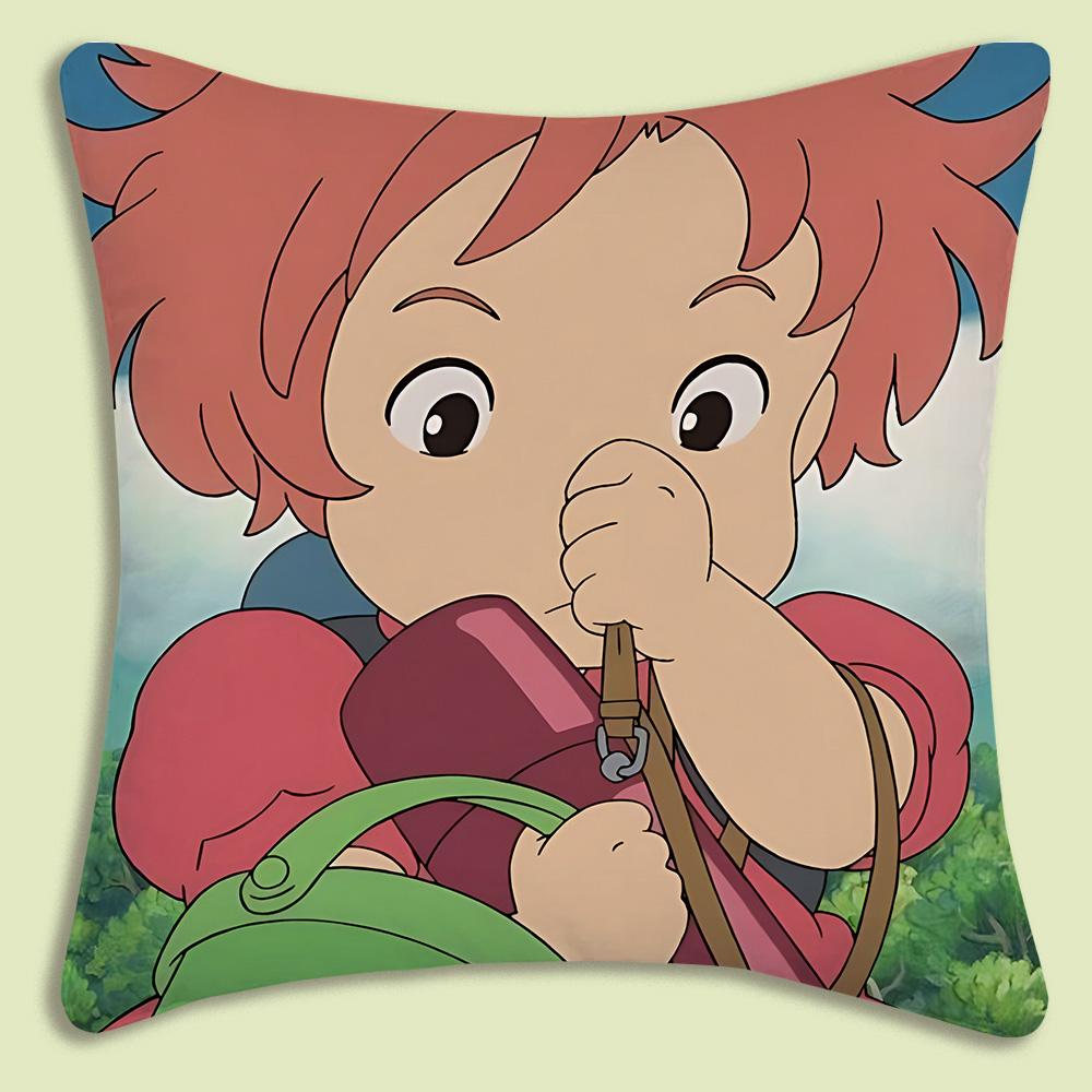 Cute Cartoon Ponyo Pillow Covers Cartoon Sofa Decorative Home Double-Sided Printing Short Plush Cute Cushion Cover