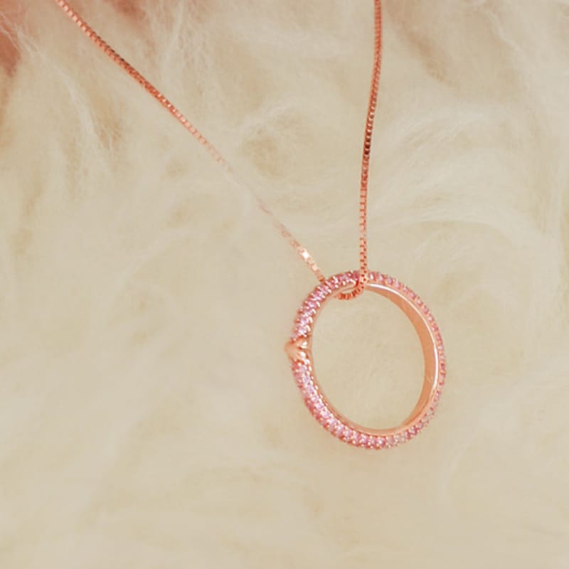 Dfarbe Rose Gold Pink Sapphire Tinix Ring Pendant Two-way Necklace