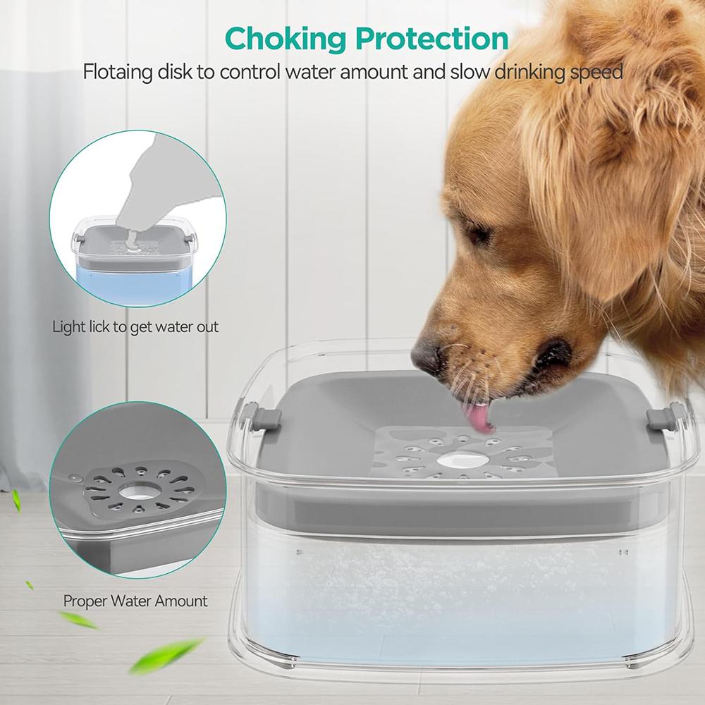 Professional Dog Water Bowl,Pet Dog Floating Bowl with Filter,Slow Drinking Non-Spill and Hygienic Large Capacity Drinking Bowl for Dogs Cats