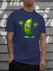 Unisex Beige Tee Happy Cartoon Cucumber Cute Vegetable Graphic Print Crew Neck Short Sleeve Summer Casual Male Cotton Street Top