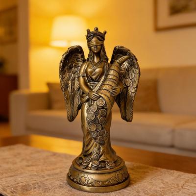 Socha bohyně štěstí, pryskyřičná figurka, držák na pero, bytový doplňky, socha bohyně štěstí pro domácí kancelář, studio, studovnu, stůl