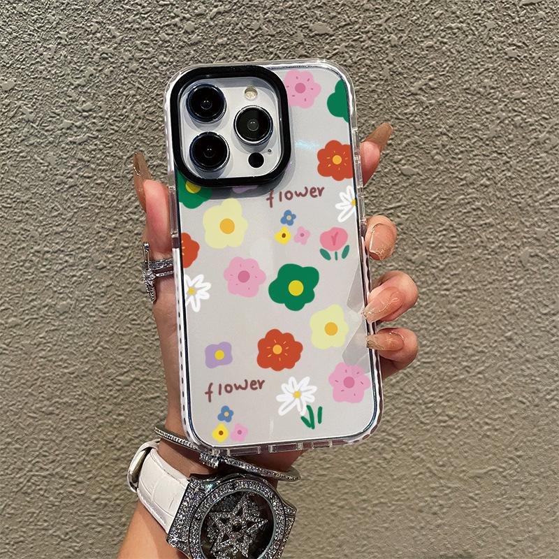 ins wind color small floral transparent summer mobile phone case Apple 15/14promax soft case protective case can be