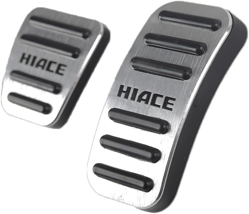 

SAWAKAKI Специально разработанные для Hiace 200 серии 1-го - 6-го поколения алюминиевые накладки на педали газа и тормоза, комплект из 2 штук с логотипом, (черный) серебряный