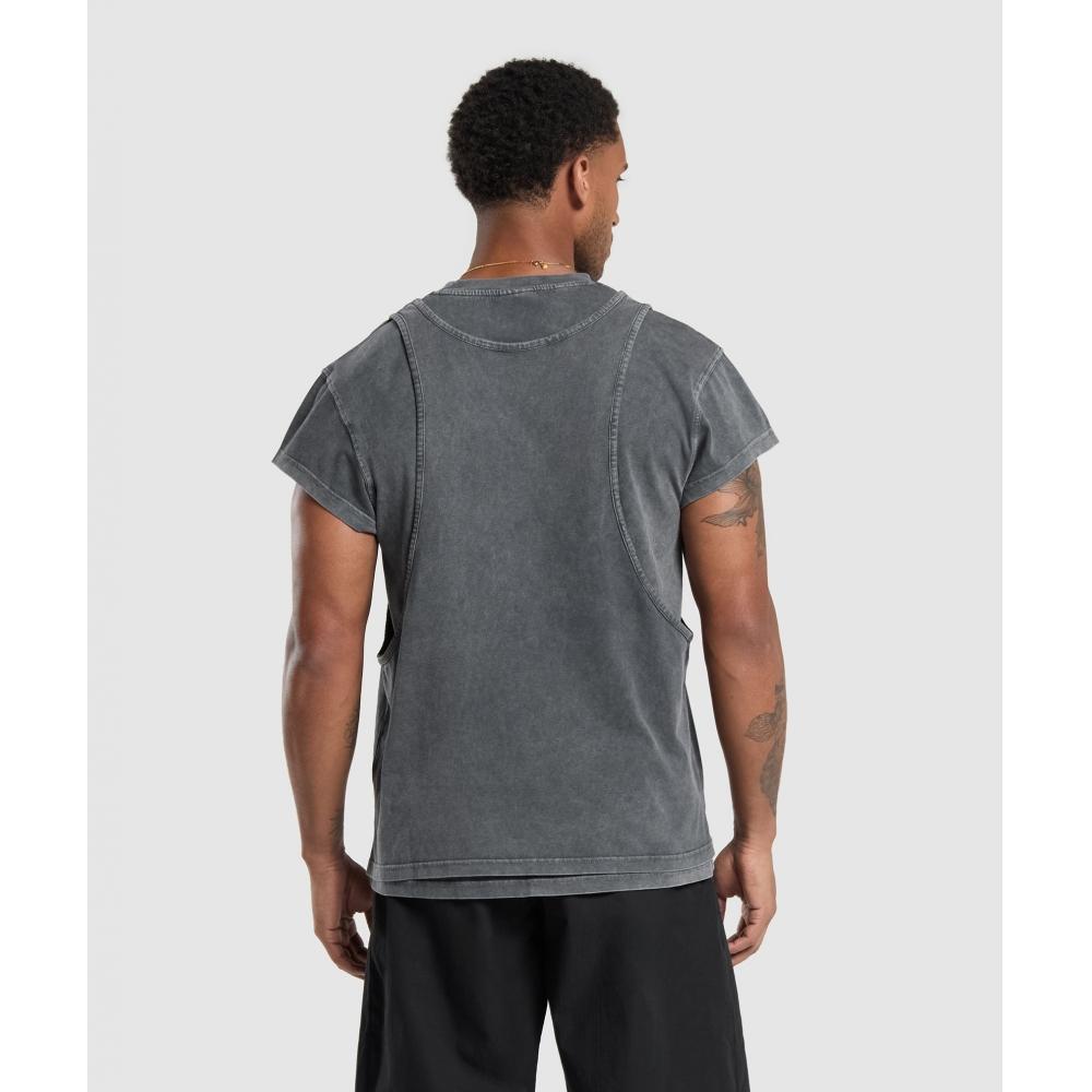 Gymshark Washed Double Layer T shirT Black A5a1m Bb81