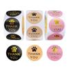 Round Cat Paw Pink & Black Cowhide Thank You Stickers - Hot Stamping Adhesive Seals