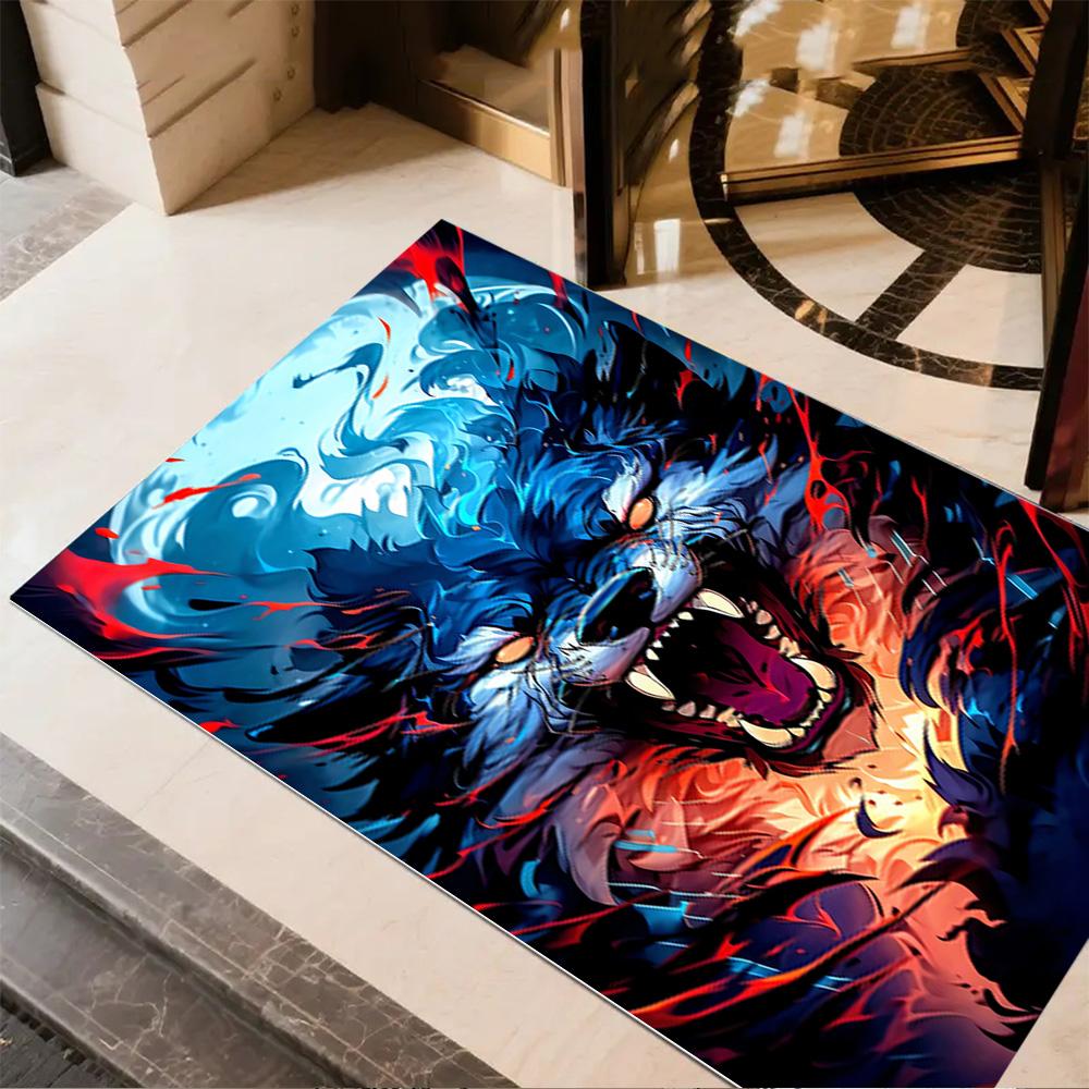 1pc Wolf Pack Forest Design Home Carpet Non-slip Office Decor Gift Living Room Bedroom