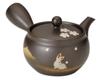 Yamakiikai Fusen Black Large Rabbit Cherry Blossom Teapot Y821