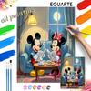 Disney Mickey Minnie Reading Oil Paint Art Painting Kit Home Wall Decor Handmade Gift Relaxing Time Cozy Lounge Room Modern Art Decor