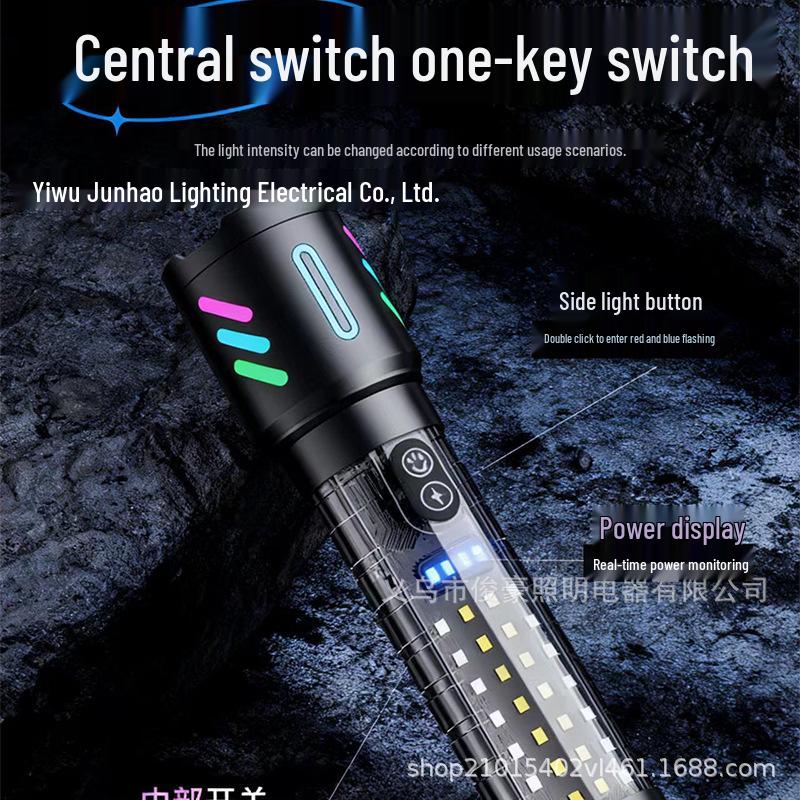 Rechargeable Zoom White Laser Flashlight - Super Bright, Long-Range Outdoor Searchlight with Signal Light