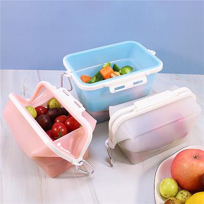 Contenitore Pieghevole in Silicone per Alimenti Porta Pranzo Contenitore per Alimenti di Grado Alimentare Contenitore per Frigo Ciotola Riscaldabile al Microonde