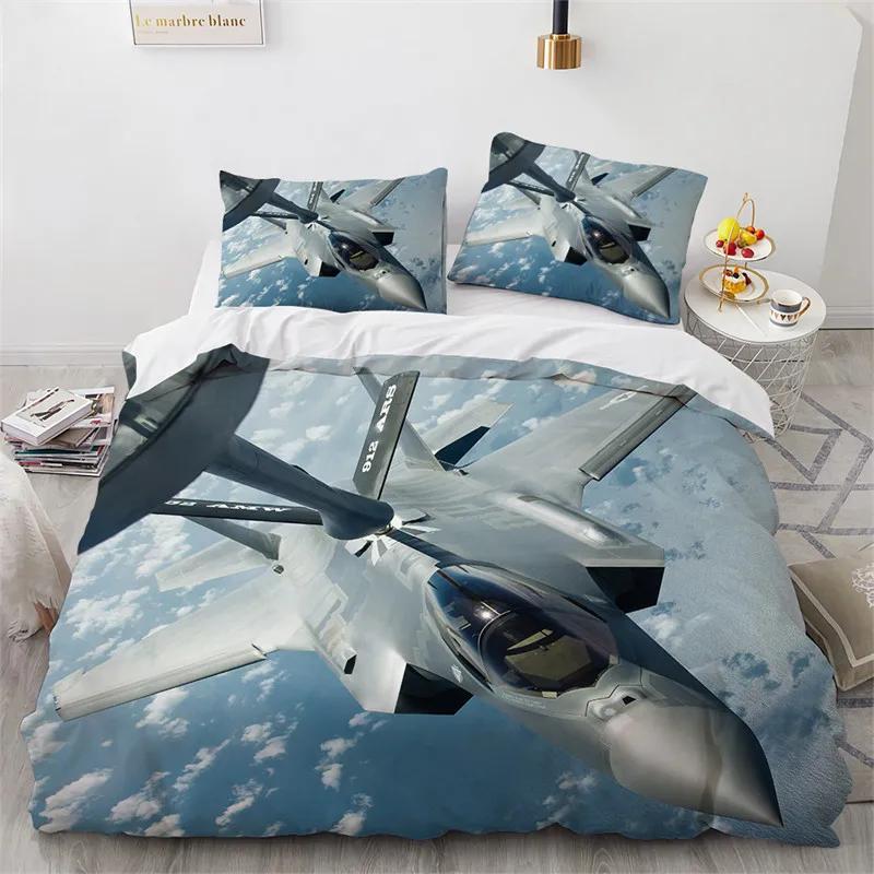 Airplane Duvet Cover King Queen Full Microfiber Flying Plane Bedding Set Aircraft Sky Print Comforter Cover For Kids Boys Girls