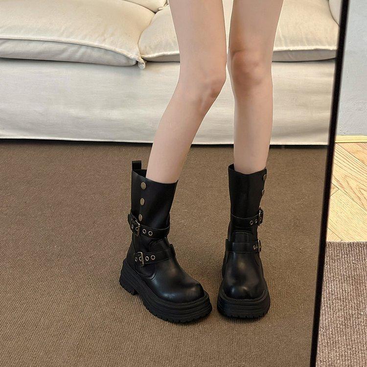 

[youshilai] Maillard short boots women s 2025 new small thick-soled belt buckle western cowboy boots 35