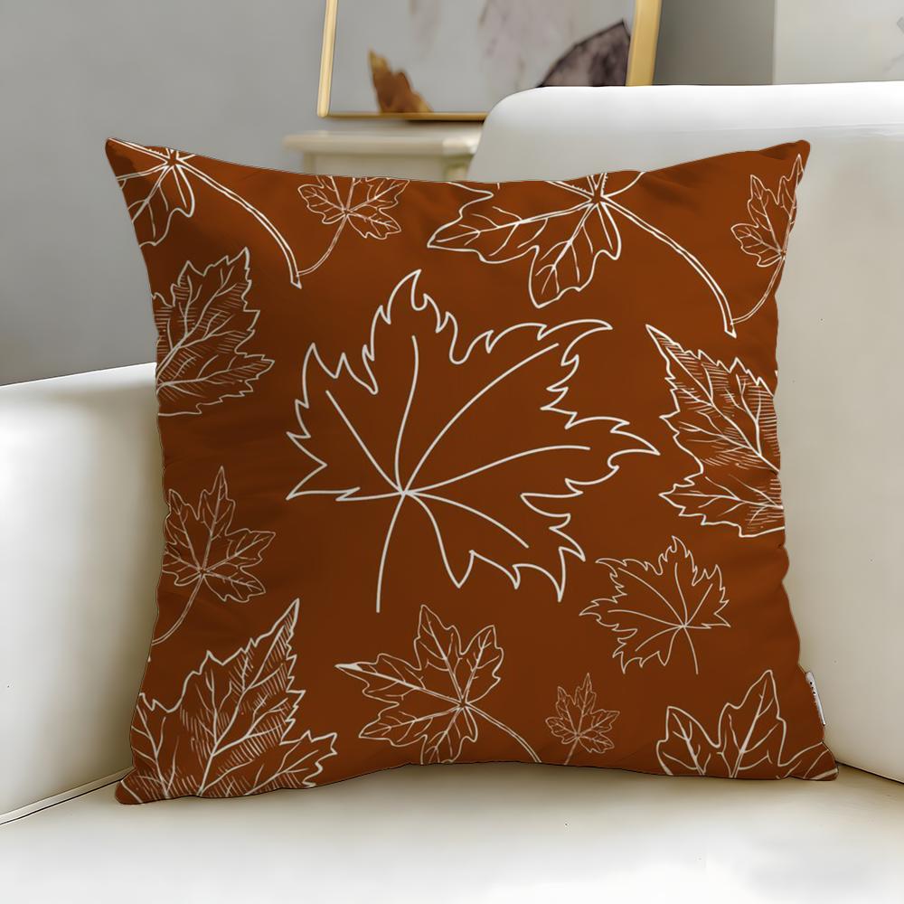 Pattern Maple Leaf Vintage Print Cushion Cover Soft  EasyWash Pillow Case  Versatile for Couch Bed Travel and Office
