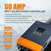 PowMr MPPT 60A Сонячний контролер заряду Чорно-білий РК-дисплей Регулятор Макс. вхід PV 160VDC Підтримка 12V 24V 36V 48V Літієва батарея