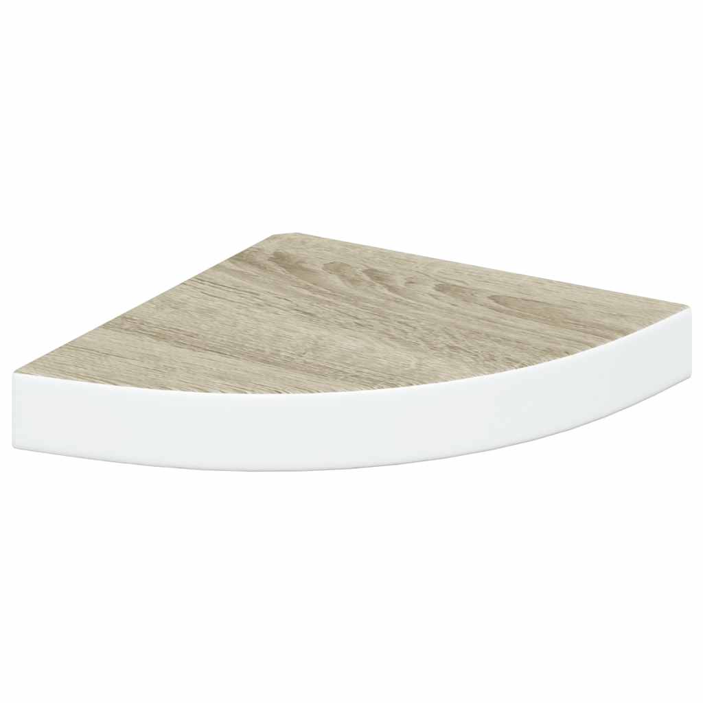 Corner Floating Shelves Set of 4 Oak & White Finish 25 x 25 x 3.8 cm MDF