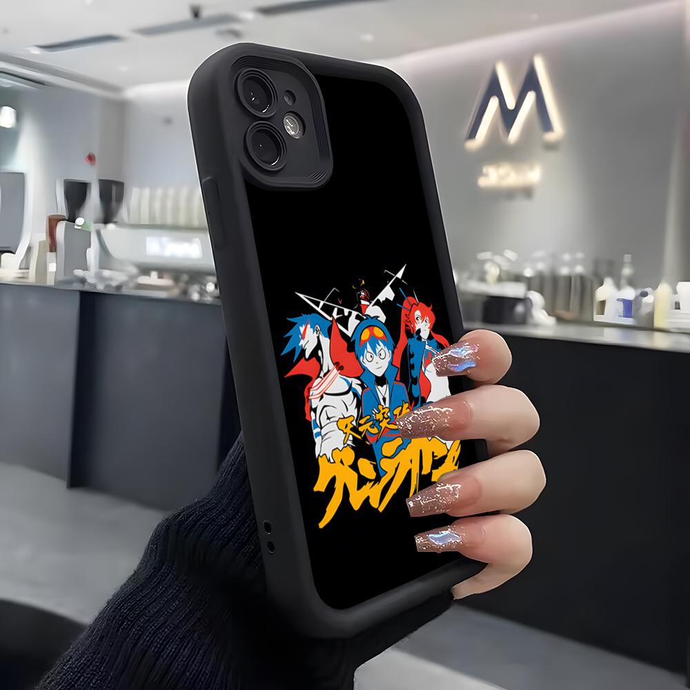 Anime Gurren Lagann Phone Case For IPhone Air 17 Pro Max 16 E 15 14 Pro Max 13 12 11 Mini Plus Soft Silicone Black Cover