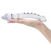 Double Ended Crystal White Pyrex Glass Dildo Artificial Penis Granule Spiral G Spot Massager Adult Game Sex Toys for Woman Gay