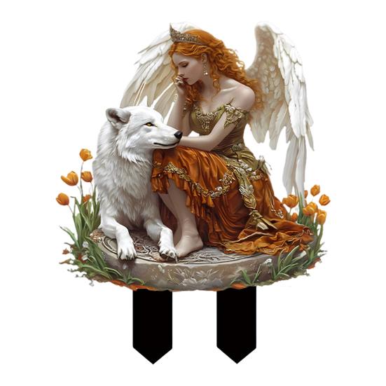 Fairy Tale Garden Stake 2D Flat Acrylic Decorative Stake Weatherproof Goddess Fairy Decoration with Stake for Home Patio Outdoor Decoration