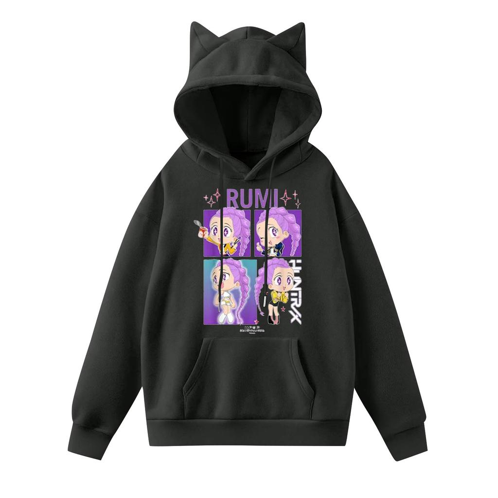 Ladies Fashion Casual Long Sleeve Printed Round Neck Hoodie Pullover Top With  Pockets