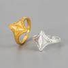 Fashion Luxury Brushed Metal Octagonal Star Rhombus Adjustable Opening Rings for Women Men Hip-hop Punk Stainless Steel Jewelry