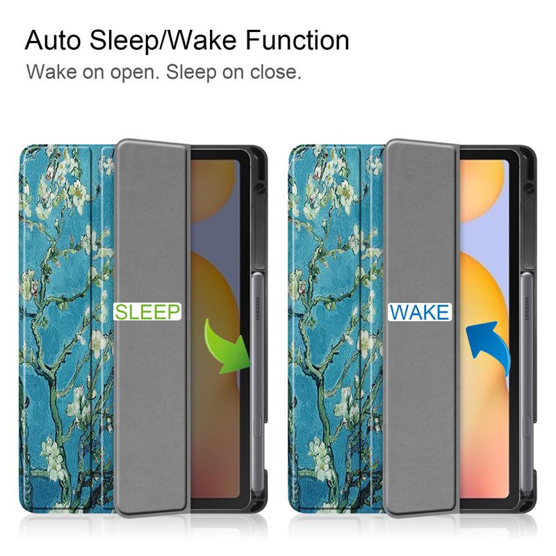 Tablet Case 2020 2022 for Galaxy Tab S6 Lite Case with Pen Holder Tri-Fold Cover for Funda Samsung Galaxy Tab S6 Lite 10.4 S Cover