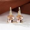 Blue Zircon Square Stone Luxury Crystal Rainbow Hoop Earrings Boho Gold Color Engagement Wedding  For Women