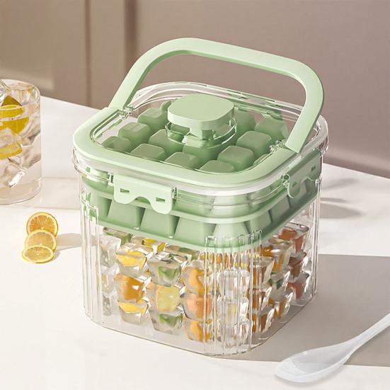 Portable Ice Cube Maker with Lid and Ice Shovel Reusable Ice Tray Food-Grade Safe Storage Container for Home RV Outdoor BBQ Pool Party Camping