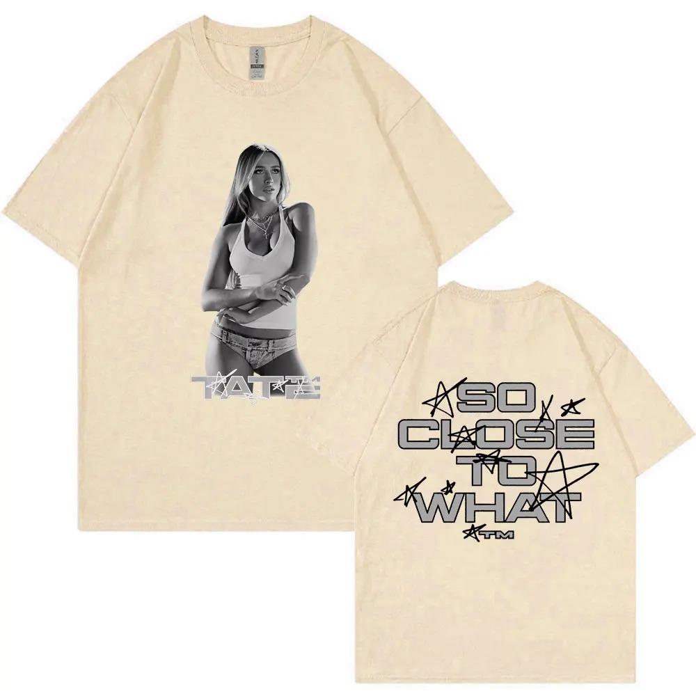 Tate McRae Si Près De Quoi T-shirt Imprimé Graphique d'Album Hommes Femmes Vintage Hip Hop T-shirts Coton Surdimensionné T-shirts