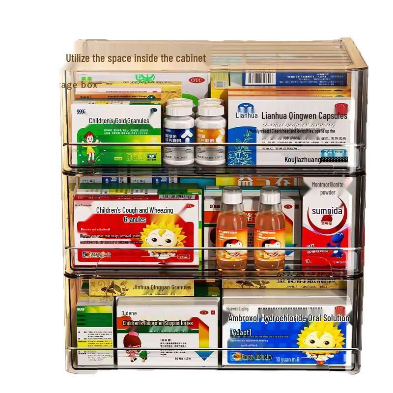 Transparent Acrylic Medicine Storage Drawer - Desktop Organizer Box