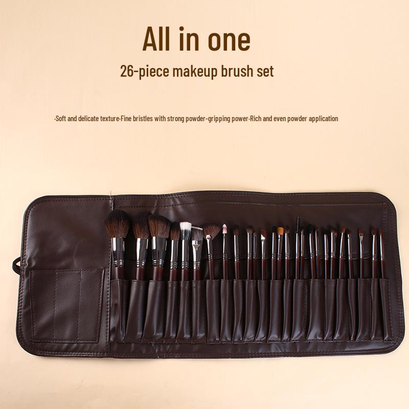26-Piece Professional Makeup Brush Set - Animal Hair Brushes for Makeup Artists