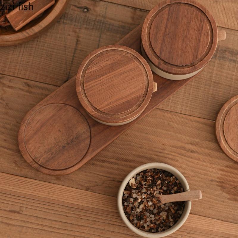 Vintage Ceramic Seasoning Jar Set Coarse Pottery Spice Jar Salt Shaker Kitchen Seasoning Bottle Condiment Bottles Chili Jar