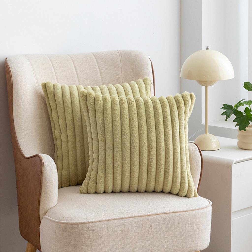 2Pcs Luxury Nordic Plush Cushion Cover Comfortable Textured Striped Throw Pillow Cover Soft Plush Pillowcase Living Room Decor