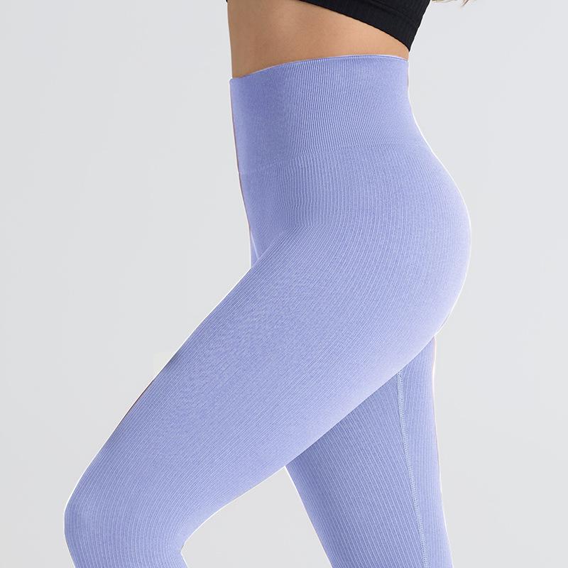 Seamless Ribbed Plus Size Yoga Pants for Women - Butt-Lifting, No Lines, Long European & American Style.