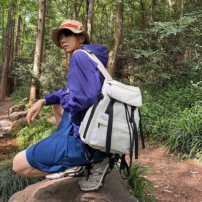 Camping backpack large capacity outdoor schoolbag new fashion trendy bag High-value young student bag commuter bag