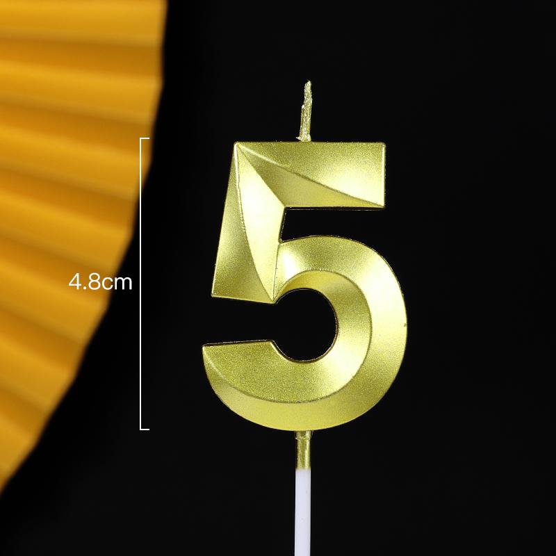 Gold Number Birthday Candles - Cartoon Cake Decorations for Kids' Parties