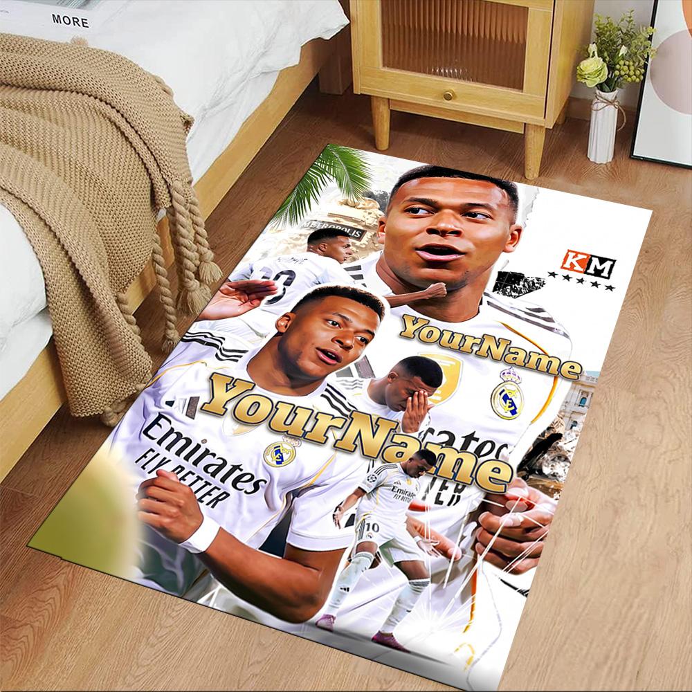 Mbappe Customizable Name Floor Rug Office Rug Perfect for Foyer Bedrooms Kitchen Living Rooms Antislip Carpet Anime Office Decor