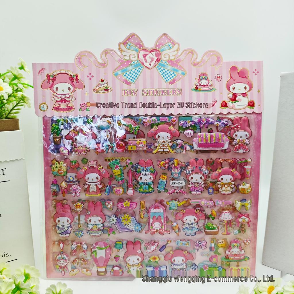 Labubu 3D Cartoon Double-Layer Bubble Stickers: Fun Foam Stickers for Kids' Rewards