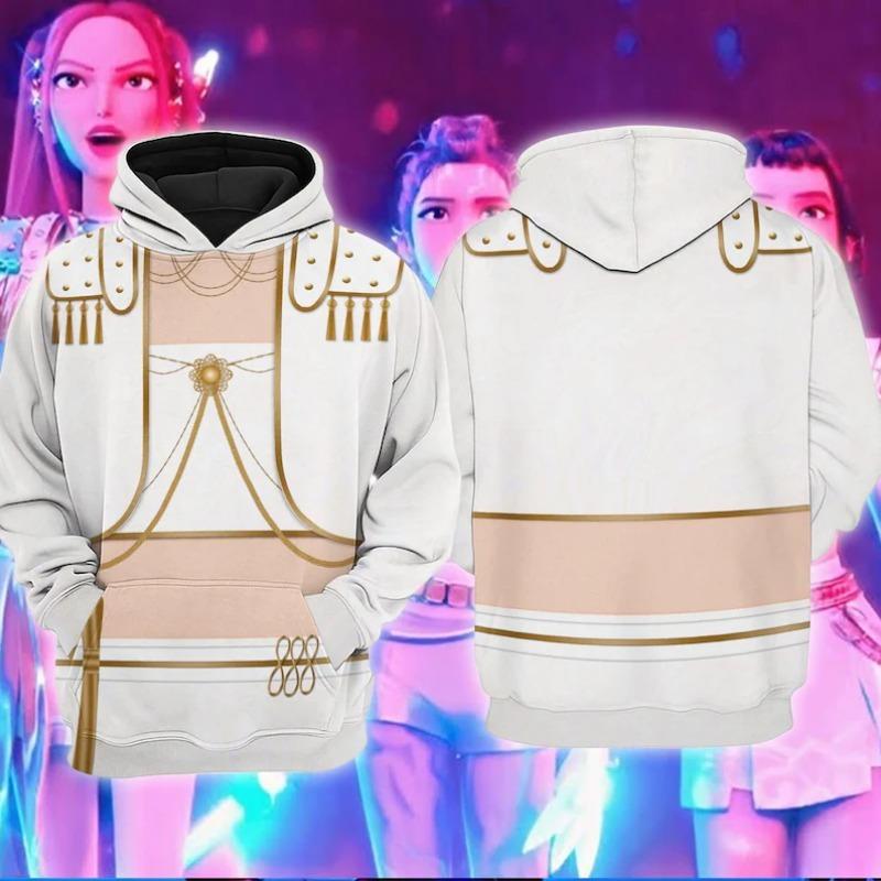 Fashion Women's Casual Top K-pop Devil Hunter Cartoon Print Children's Hooded Sweatshirt