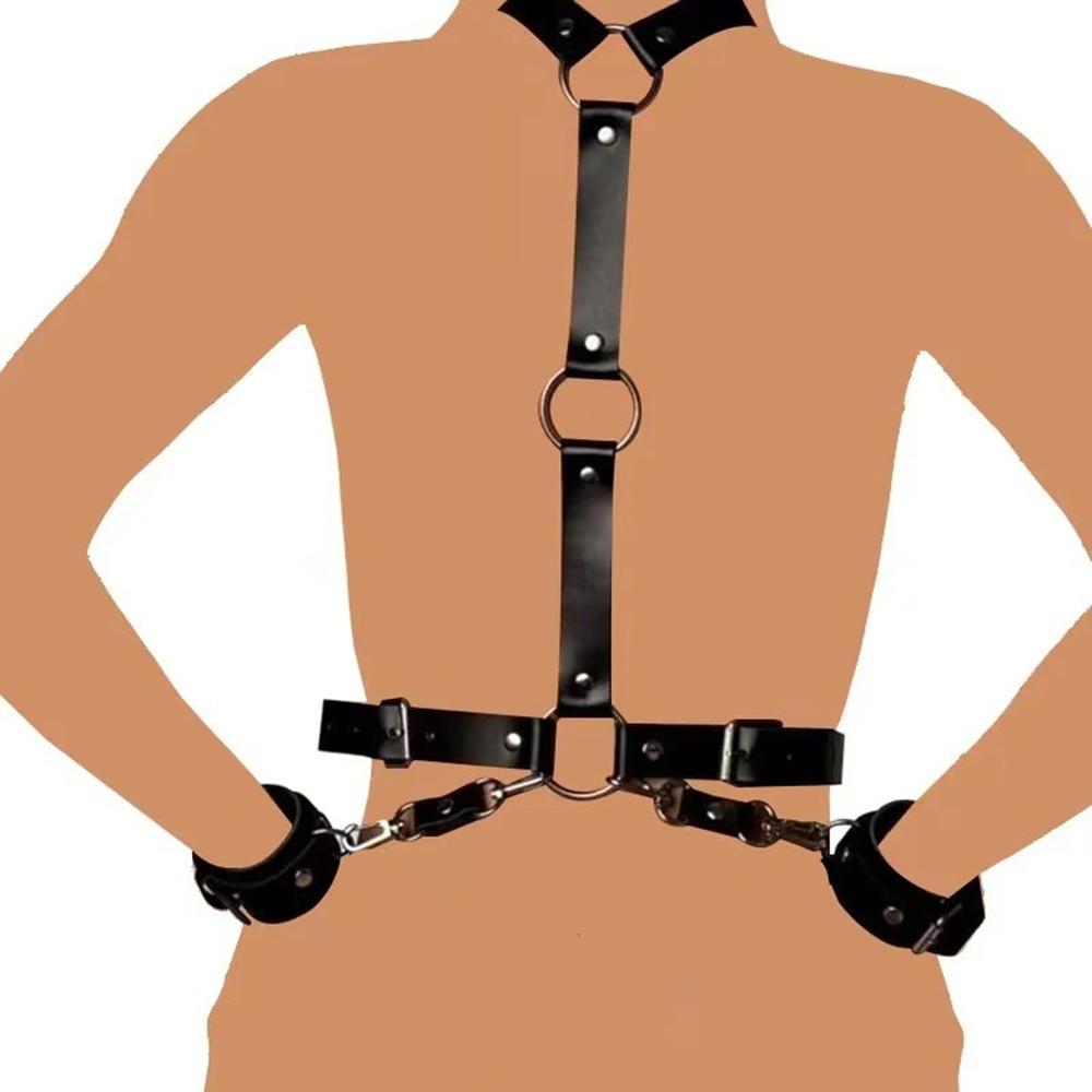 Neck To Wrist Restraints Kit Sexy Women Fetish Behind Back Handcuffs Collar Adjustable Bondage Set Couple Sex Game Tool 18+