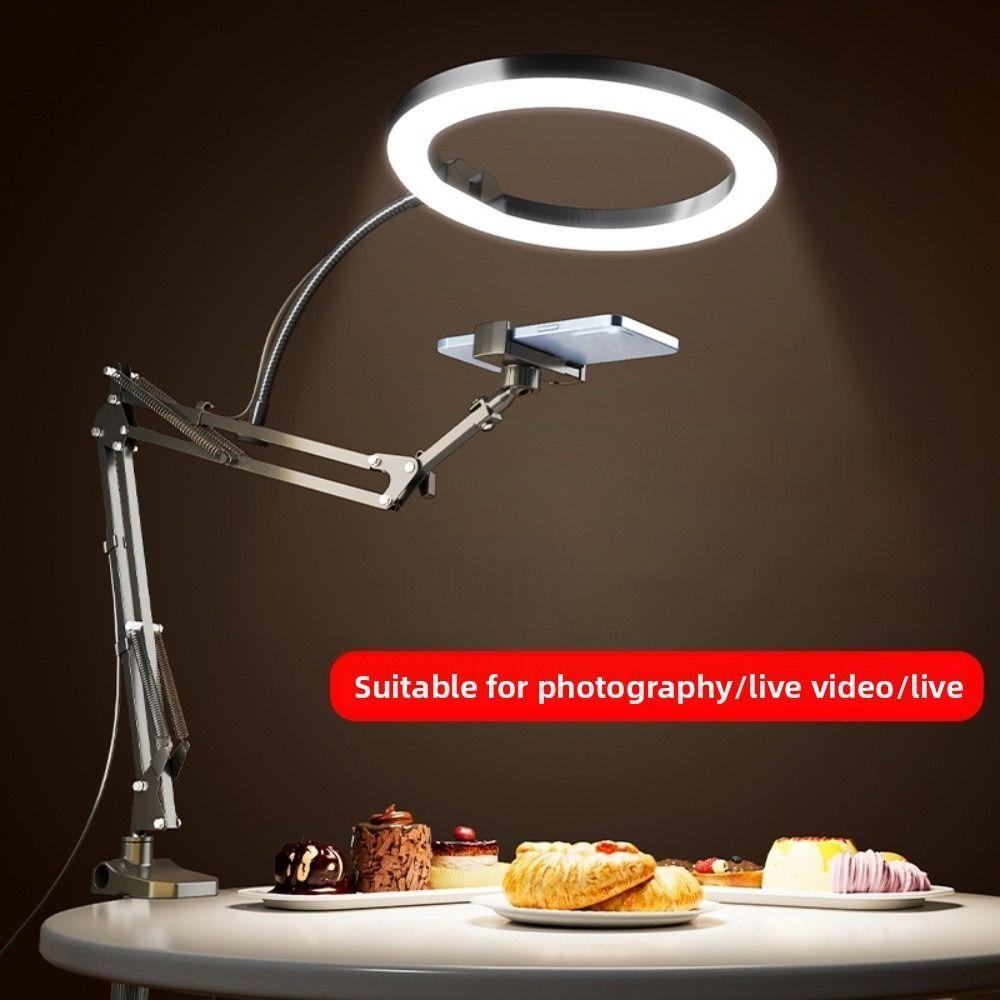 With Fill Light Telescopic Phone Stand Stable Clamp Type Phone Holder  Phone Accessories