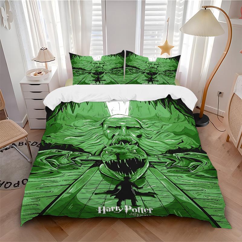 

3pcs Harry Potter Chamber of Secrets Bedding Set, Soft Polyester Duvet Cover and Pillowcases Machine Washable Seasons all suitable092 135x200cm