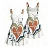 Women Plus Size Spaghetti Strap Off Shoulder Dress Heart Electrocardiogram Botanical Art Print Swing Dress