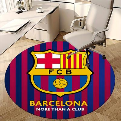 Barcelona FCB Soccer Jersey Chair Mat Round Rug-Office Carpet, Machine Washable, Non-slip, Suitable for Living Rooms, Bedrooms