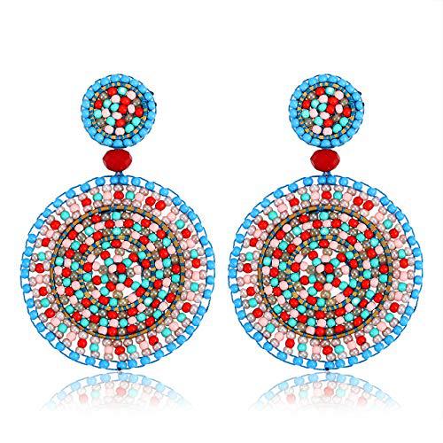 Vintage Doppelte Runde Saatperlen Hängeohrringe für Damen Schmuck Geschenk
