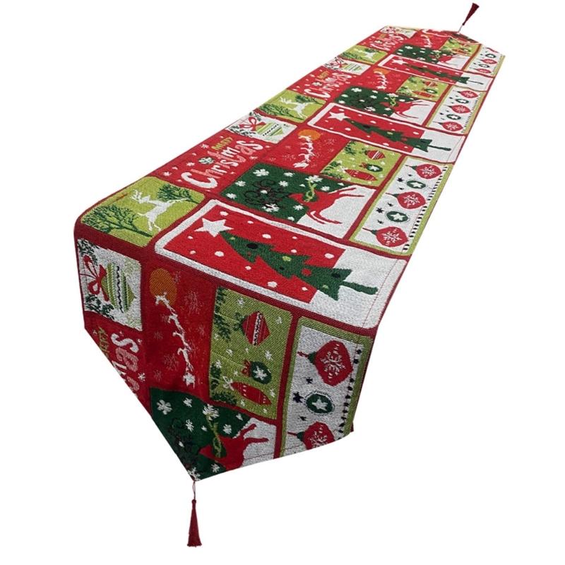 Classical Christmas Table Runner Table Cloth Christmas Tablecloth with Snowflake Pattern for Dining Decorations